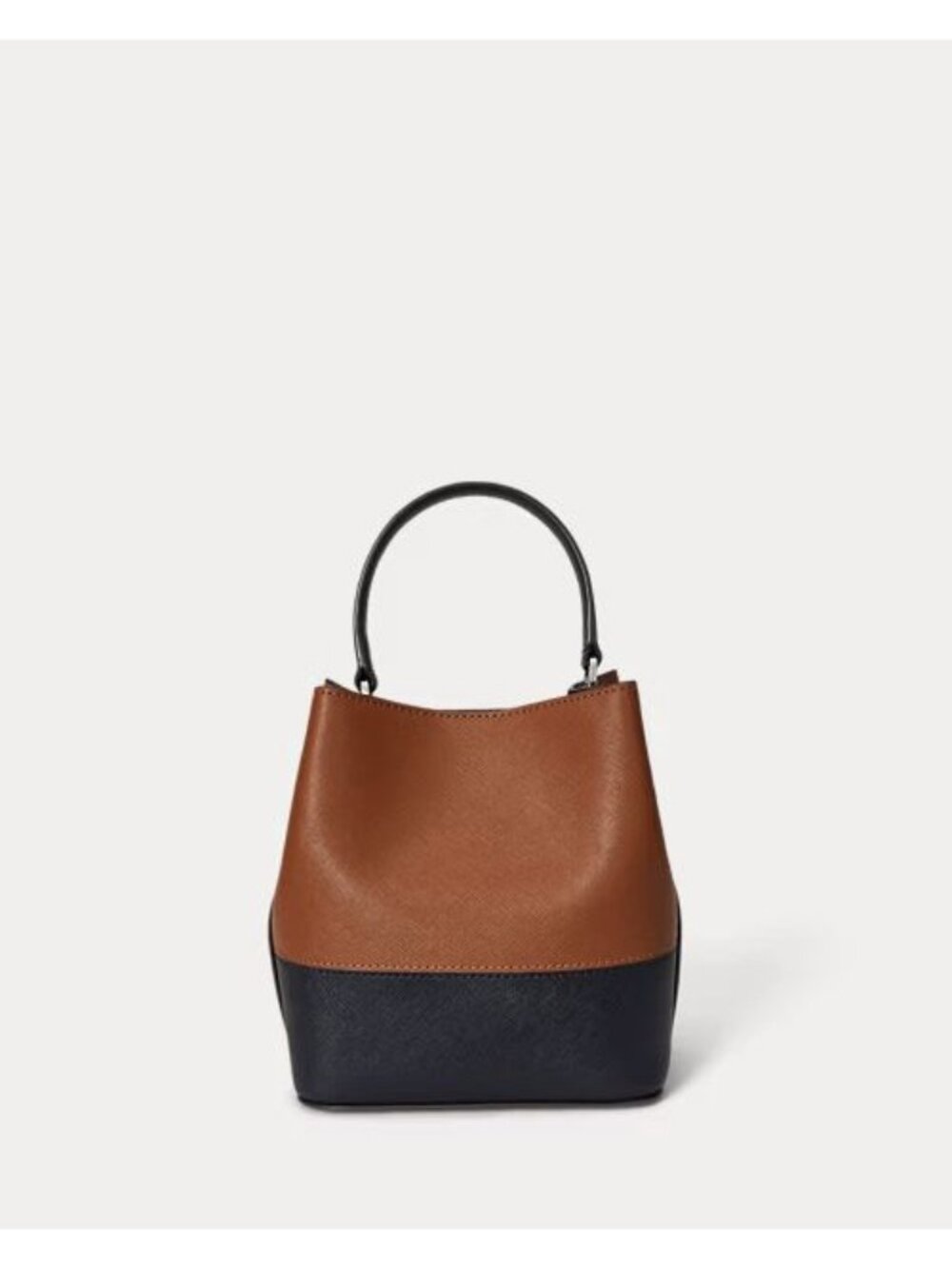 Lauren Ralph Lauren Small 2 Tone Leather Reese Bucket Bag Tan/Navy (no long stra - Picture 5 of 12